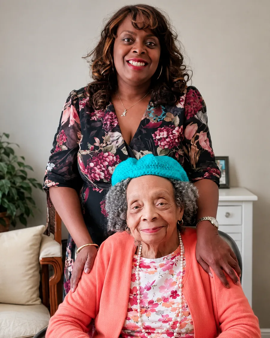 Kristel B. with her mother